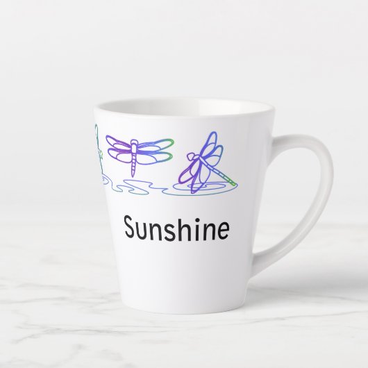 Moderne Dragonfly Personalisierte Latte-Tasse Milchtasse (Rechts)