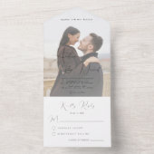 Moderne, dramatische Script & Fading Foto Hochzeit All In One Einladung (Innen Boden)