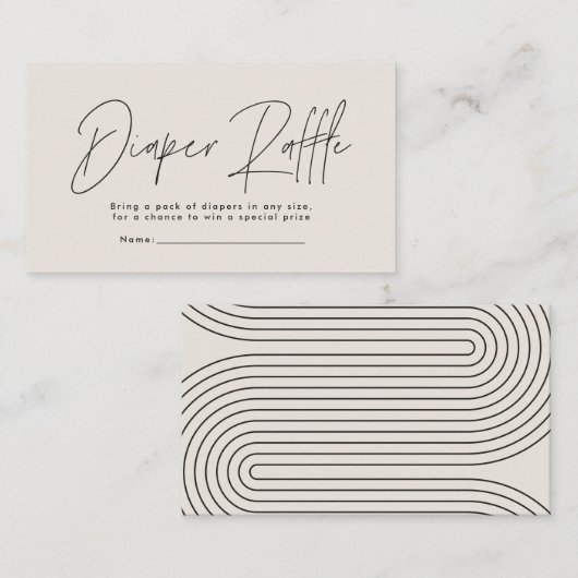 Moderne Drehbuch Babydusche-Windeln Tombola Mitteilungskarte (Vorne/Hinten)