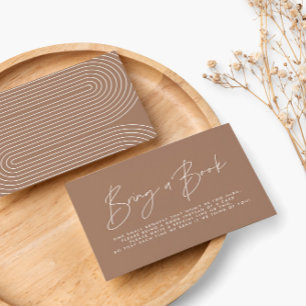 Moderne Drehbuch Braun-Baby-Dusche bringen ein Buc Mitteilungskarte