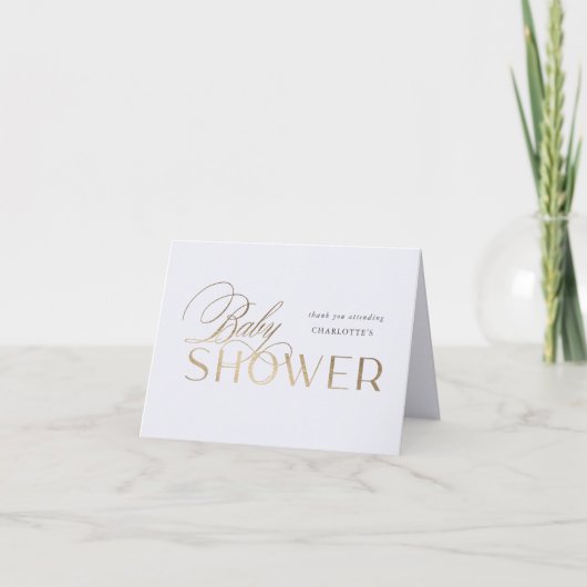 Moderne Drehbuch elegante Babydusche Danke (Vorderseite)