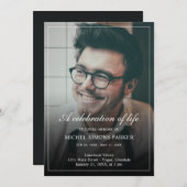 Moderne Drehbuch-Foto-Feier zur Lebensbeerdigung Einladung (Vorne/Hinten)