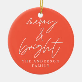 Moderne Drehbuch-Foto fröhlich & hellrot Weihnacht Keramik Ornament