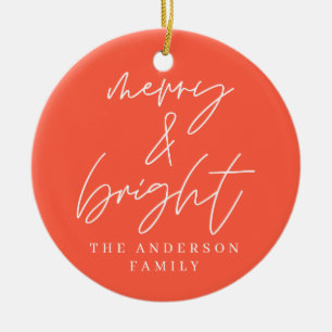 Moderne Drehbuch-Foto fröhlich & hellrot Weihnacht Keramik Ornament