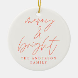 Moderne Drehbuch-Foto fröhlich & hellrot Weihnacht Keramik Ornament