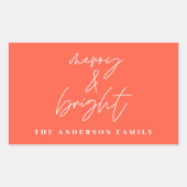 Moderne Drehbuch-Foto fröhlich & hellrot Weihnacht Rechteckiger Aufkleber (Vorderseite)