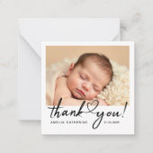 Moderne Drehbuch Herz Mini Taufe Danke Karte (Vorderseite)