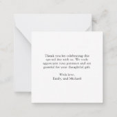 Moderne Drehbuch Herz Mini Taufe Danke Karte (Rückseite)
