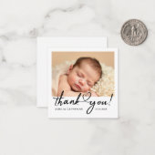 Moderne Drehbuch Herz Mini Taufe Danke Karte (Vorderseite/Rückseite Beispiel)