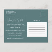 Moderne Drehbuch-Hochzeit Ankündigungspostkarte (Rückseite)