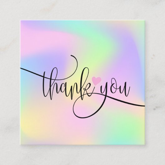 moderne Drehbuch-Holografie danke für Ihre Bestell Quadratische Visitenkarte (Vorderseite)