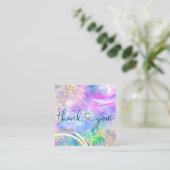 moderne Drehbuch-Holografie danke für Ihre Bestell Quadratische Visitenkarte (Stehend Vorderseite)