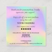 moderne Drehbuch-Holografie danke für Ihre Bestell Quadratische Visitenkarte (Rückseite)