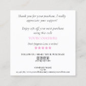 moderne Drehbuch-Holografie danke für Ihre Bestell Quadratische Visitenkarte (Rückseite)