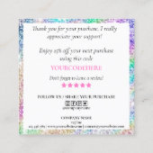 moderne Drehbuch-Holografie danke für Ihre Bestell Quadratische Visitenkarte (Rückseite)