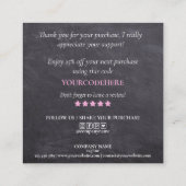 moderne Drehbuch-Holografie danke für Ihre Bestell Quadratische Visitenkarte (Rückseite)