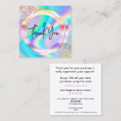 moderne Drehbuch-Holografie danke für Ihre Bestell Quadratische Visitenkarte (Vorne/Hinten)