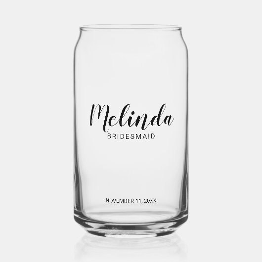 Moderne Drehbuch Personalisierte Bridesmaier Dosenglas (Vorderseite)