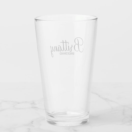 Moderne Drehbuch Personalisierte Bridesmaier Glas (Rückseite)