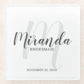 Moderne Drehbuch Personalisierte Bridesmaier Glasuntersetzer (Vorderseite)