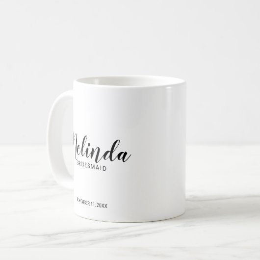Moderne Drehbuch Personalisierte Bridesmaier Kaffeetasse (Vorderseite Links)