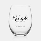 Moderne Drehbuch Personalisierte Bridesmaier Weinglas Ohne Stiel (Vorderseite)