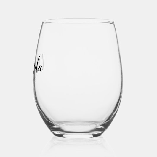 Moderne Drehbuch Personalisierte Bridesmaier Weinglas Ohne Stiel (Links)