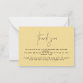 Moderne Drehbuch Regenbogen Babydusche Danke Mitteilungskarte (Rückseite)