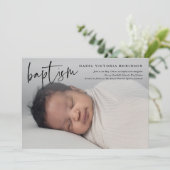 Moderne Drehbuch Religiöse Taufe & Christening Einladung (Stehend Vorderseite)