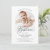 Moderne Drehbuch Religiöse Taufe & Christening Einladung (Stehend Vorderseite)