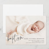 Moderne Drehbuch Religiöse Taufe & Christening Inv Einladung (Vorne/Hinten)