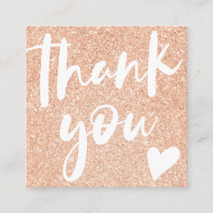 Moderne Drehbuch Rose Gold Glitzer Rosa Vielen Dan Quadratische Visitenkarte