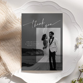 Moderne Drehbuch Schriftart Foto Hochzeit danke Ka Einladung