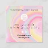 Moderne Drehbuch Schriftart Regenbogen Marmor Past Quadratische Visitenkarte (Rückseite)