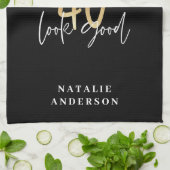 Moderne Drehbuch Schwarz und Gold 40. Geburtstag  Geschirrtuch (Gefaltet)