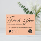 Moderne Drehbuch schwarz und pfirsichfarben Auftra Dankeskarte (Stehend Vorderseite)