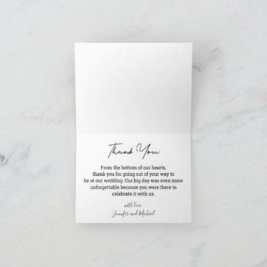 moderne Drehbuch stilvolle Hochzeit 3 Fotos Collag Dankeskarte (Innenseite)