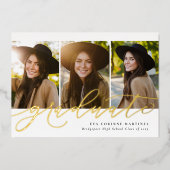 Moderne Drehbuchabschlüsse mit einfachem 3-Foto-Ab Folieneinladung (Vorderseite)