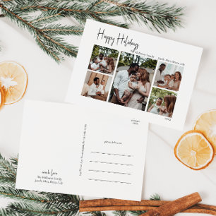 Moderne Drehbuchaufenthalte mit fünf Fotos Feiertagspostkarte