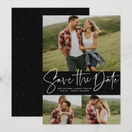 Moderne Drehbuchentwicklung mit drei Fotos Save The Date