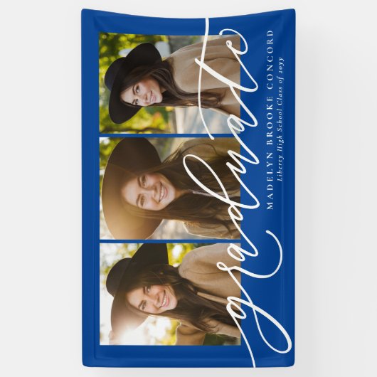 Moderne Drehbücher absolvieren drei Foto blauer Ab Banner (Vertikal)