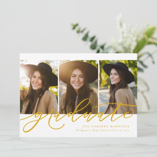 Moderne Drehbücher absolvieren drei Foto Gold Absc Ankündigung (Stehend Vorderseite)