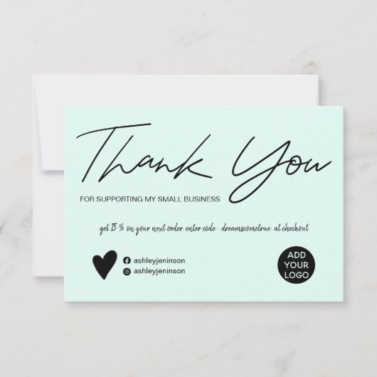 Moderne Drehbücher in Schwarz und aquamarine Reihe Dankeskarte (Vorderseite)