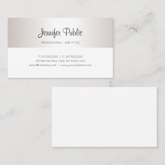 Moderne Drehbücher Moderne Imitate Silberkalligraf Visitenkarte (Vorne/Hinten)