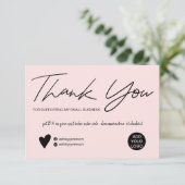 Moderne Drehbücher schwarz und rosa Reihenfolge da Dankeskarte (Stehend Vorderseite)