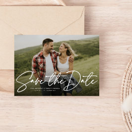Moderne Drehbuchführung Save the Date Fotokarte