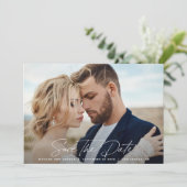 Moderne Drehbuchhochzeit Save The Date (Stehend Vorderseite)