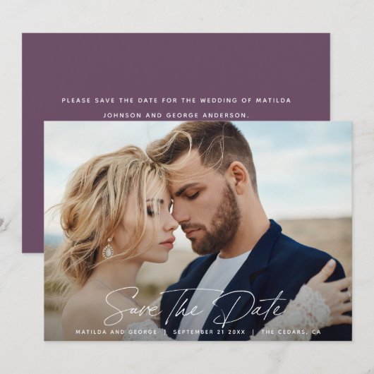 Moderne Drehbuchhochzeit Save The Date (Vorne/Hinten)