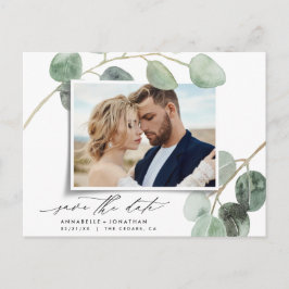 Moderne Drehbuchhochzeit Vintages Foto Ankündigungspostkarte