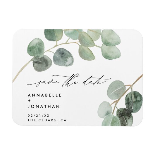 Moderne Drehbuchschrift Vintage Eukalyptus ohne Fo Magnet (Horizontal)